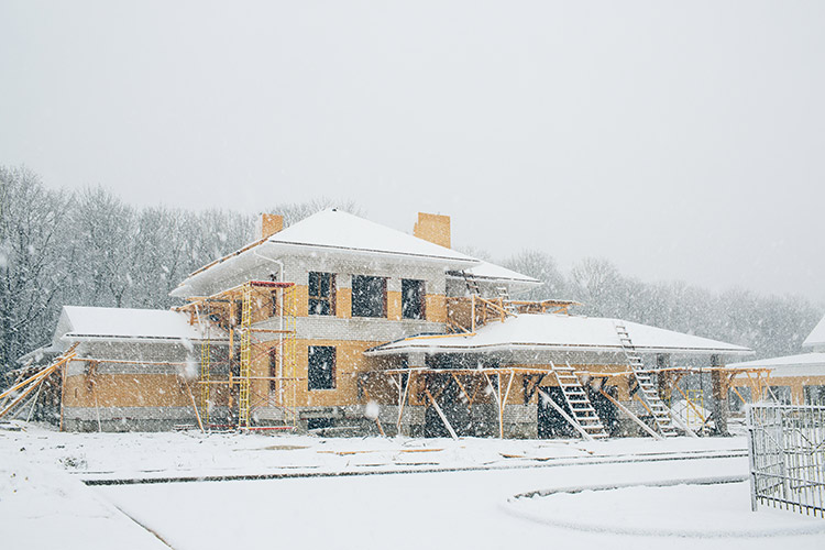 unfinished european house brick still construction