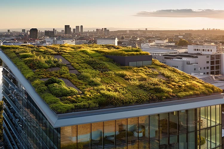 generative ai view green roof modern building